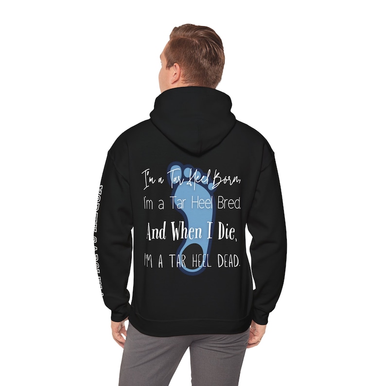 North Carolina UNC Tarheels Tar Heel Born Hoodie with North Carolina Arm Logo and Front Logo image 4