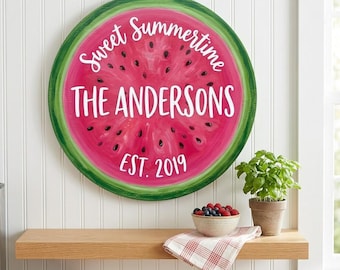 Custom Watermelon Summer Sign Sweet Summertime Decor Playful Fruit Wall Art Picnic Vibe Gift UV Printed Flat MDF 5mm Personalized Plaque