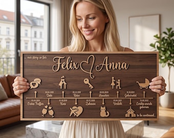 Anpassbare Liebesgeschichte Timeline Dekoration, Personalisierte Jubiläumsgeschenk Für Ehefrau, Paar Geschenk
