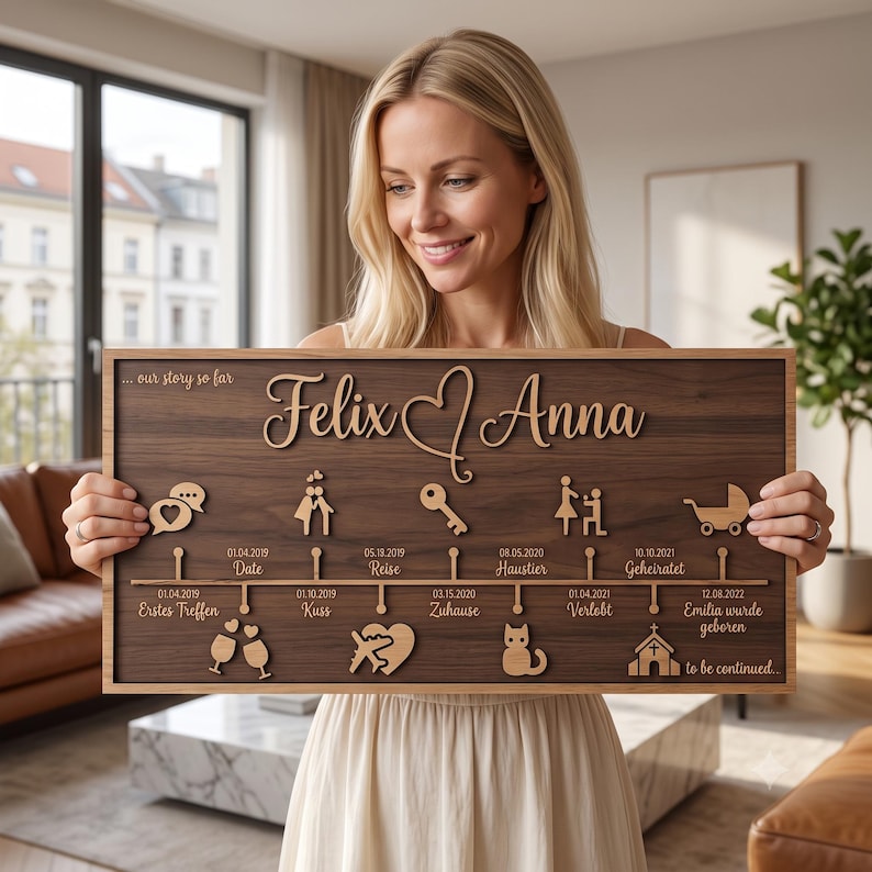 Anpassbare Liebesgeschichte Timeline Dekoration, Personalisierte Jubiläumsgeschenk Für Ehefrau, Paar Geschenk image 1