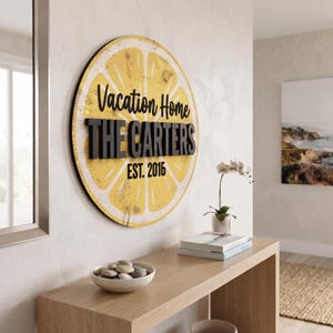 Custom Lemon Slice Summer House Sign Citrus Fruit Wall Decor Faux Wood Log Kitchen Art UV Printed Flat MDF 5mm Personalized Home Gift image 11