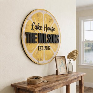 Custom Lemon Slice Summer House Sign Citrus Fruit Wall Decor Faux Wood Log Kitchen Art UV Printed Flat MDF 5mm Personalized Home Gift image 8