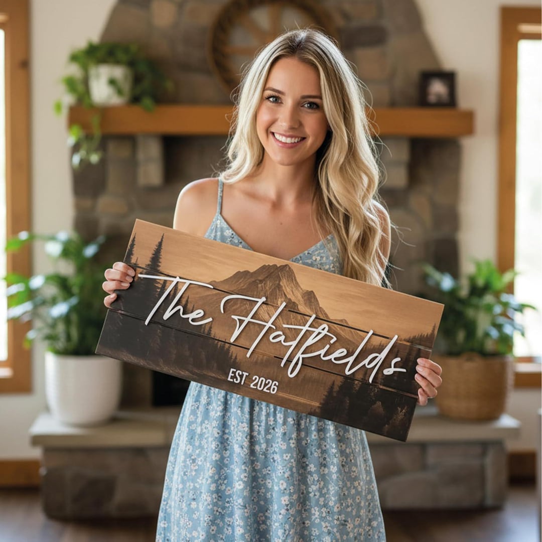 Custom Family Name Sign, Rustic Wood Wall Decor, Personalized Wedding ...