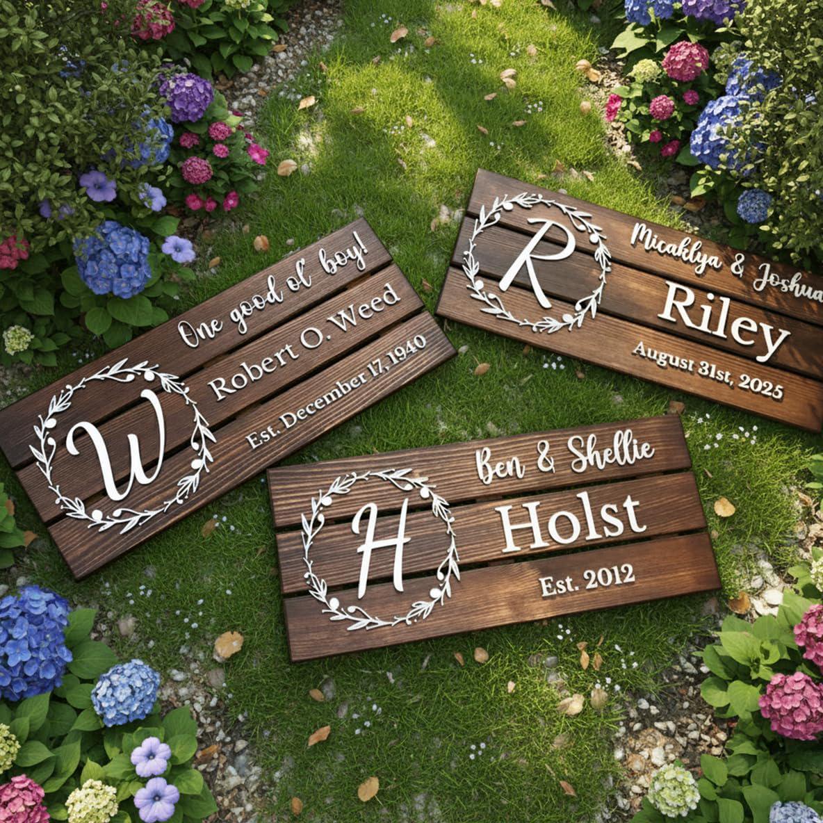 Personalized Family Name Sign, 3D Last Name Sign With Monogram, Rustic ...