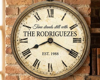 Personalized Antique Clock Family Sign Vintage Pocket Watch Decor Time Stands Still Gift Unique Wall Art UV Printed Flat MDF 5mm Home Decor