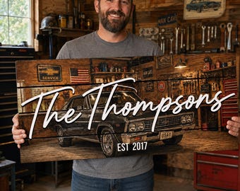 Custom Garage Sign from Your Photo, Personalized Man Cave Wood Sign, Shop Bar Wall Decor, Gift for Him Dad Husband