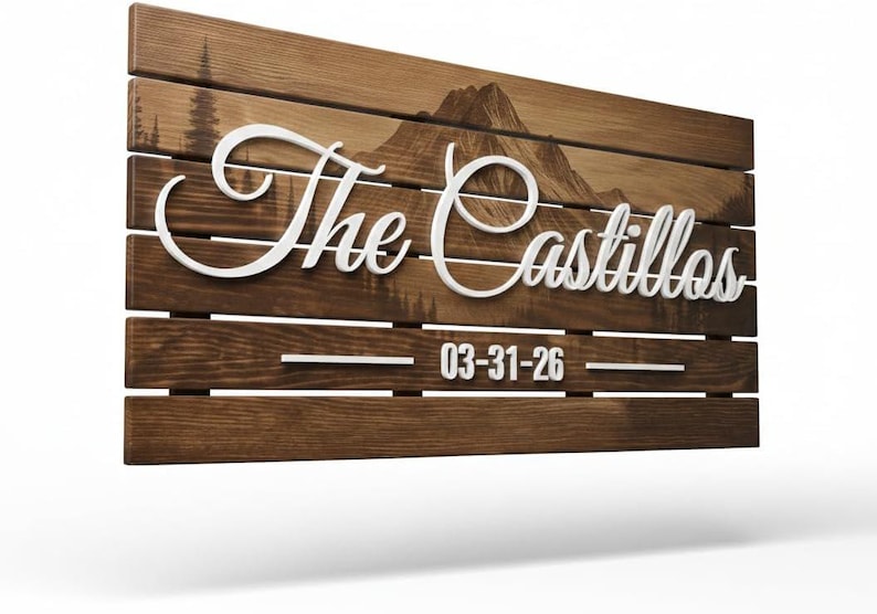 Custom Family Name Sign, Rustic Wood Wall Decor, Personalized Wedding ...