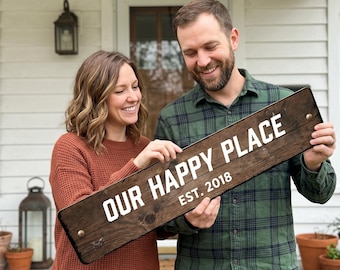 Custom Dark Wood Sign Personalized Quote Decor | Rustic Wall Plaque | Design Your Own Sign | Custom Bar Sign | Peel and Stick Wood Sign