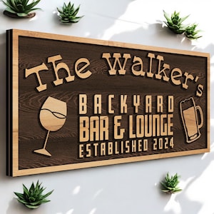 Enseigne de bar personnalisée : décoration de caverne d&#39;homme en bois personnalisée