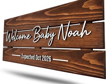 Baby Boy Shower Wooden Welcome Sign, Personalized Baby Shower Decor, Custom Nursery Name Sign