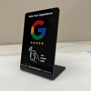 JustTap Google Review NFC スタンド ワンタップで顧客からの即時フィードバック | ビジネスレビューを強化 すべてのスマートフォンに対応。