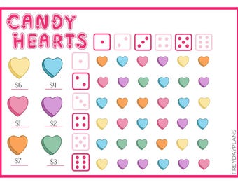 Printable Roll the Dice Valentines Day Savings Challenge | Candy Hearts |