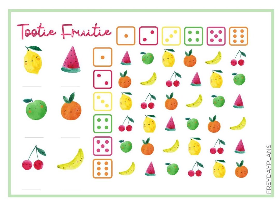 Printable Roll the Dice Challenge | Fun Fruits - Etsy