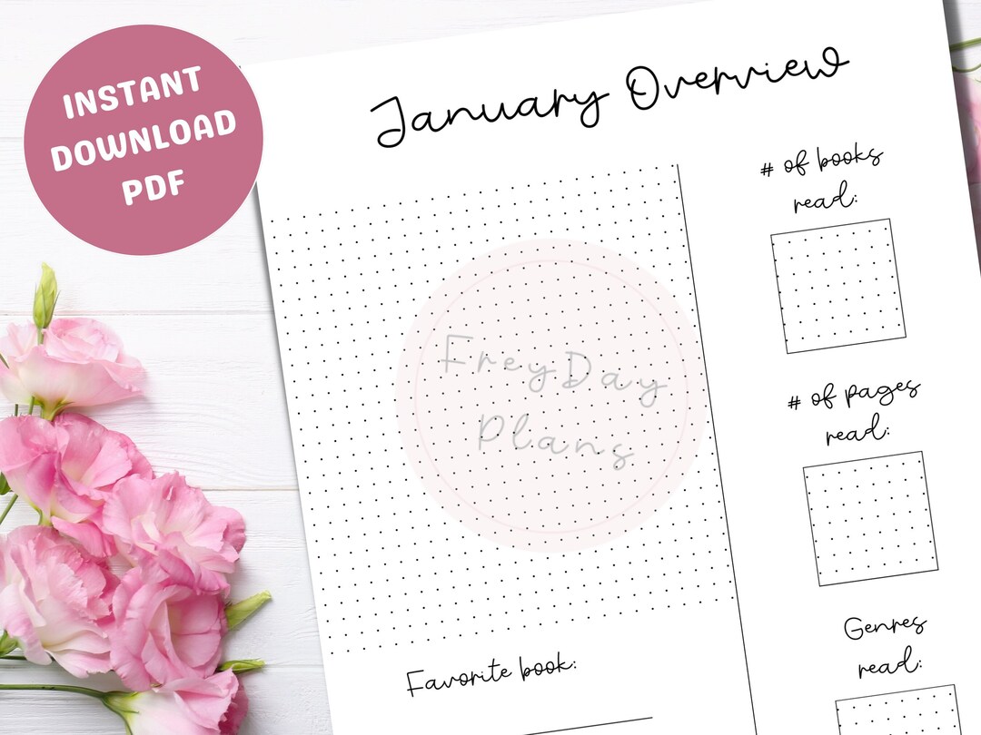 PRINTABLE Monthly Reading Overview DOTGRID Style, Reading Journal ...