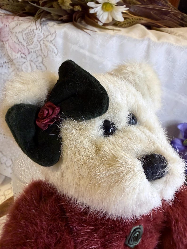 Vintage Boyds Bears Plush – Burgundy Cream Teddy Bear With Velvet Bow ...