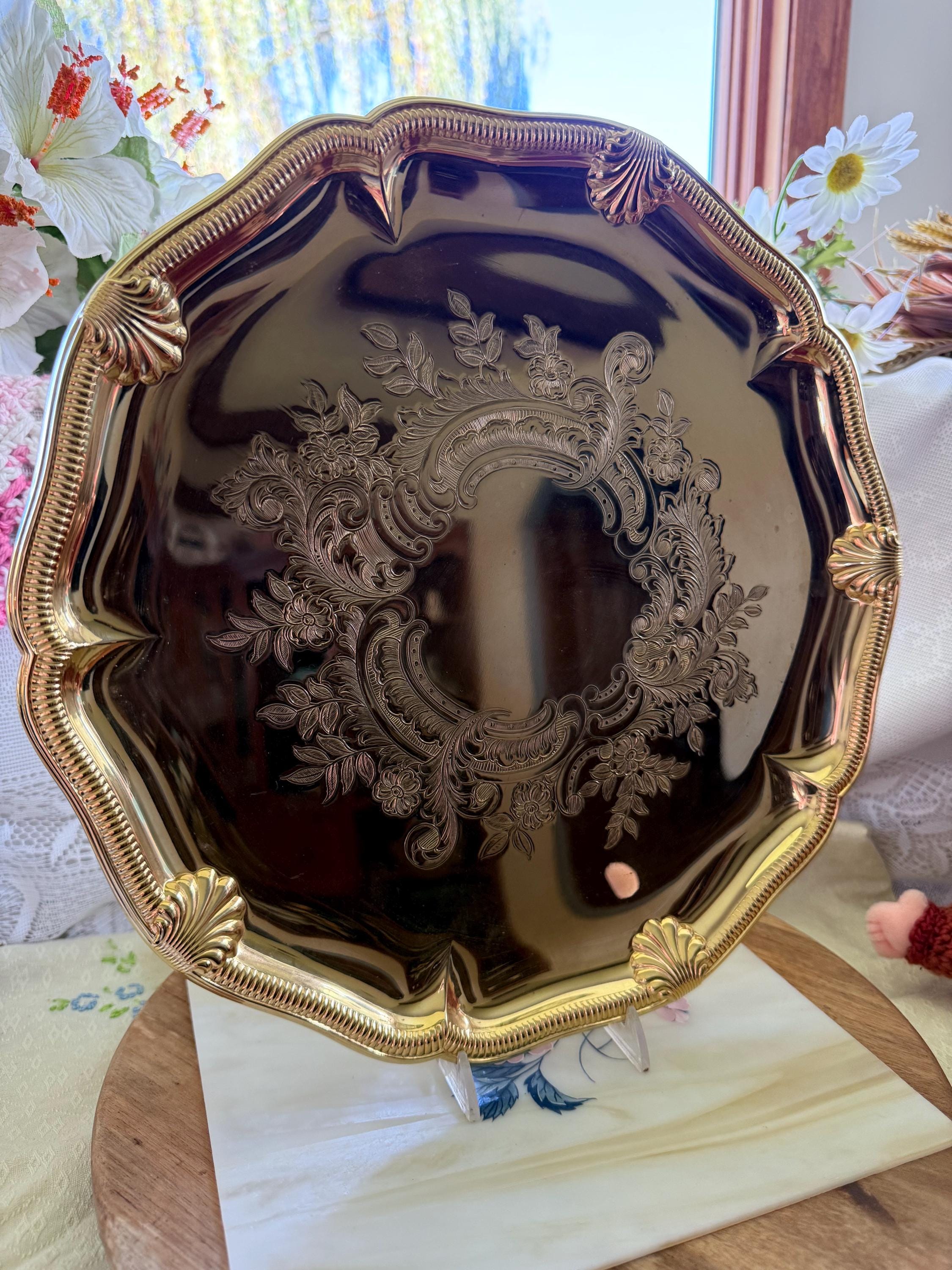 Vintage WMF Ikora 24K Gold-plated Tray – German Baroque Floral 
