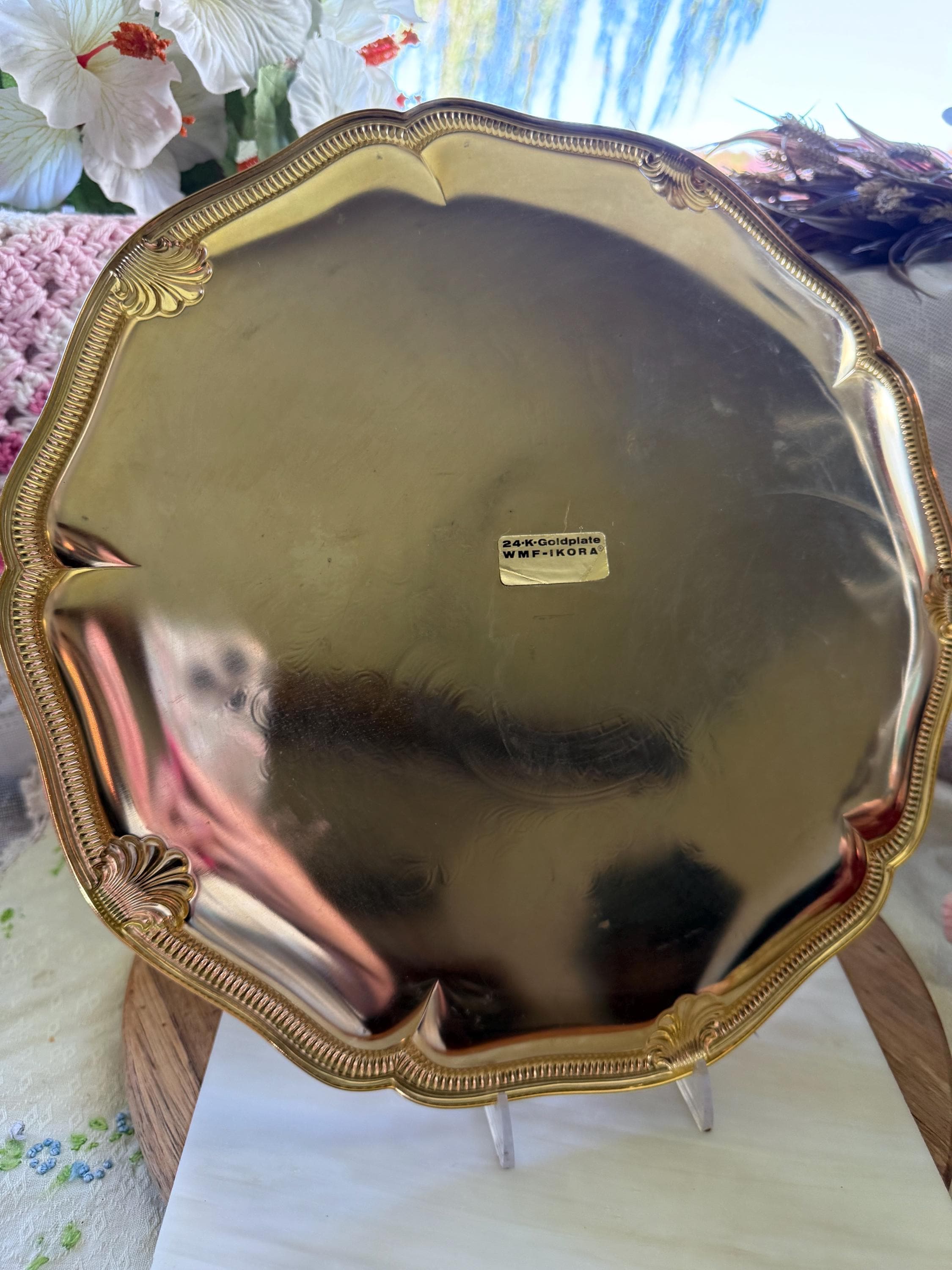 Vintage WMF Ikora 24K Gold-plated Tray – German Baroque Floral 