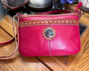 Brighton Red Leather Crossbody Wallet Purse Organizer Bag Convertible Clutch