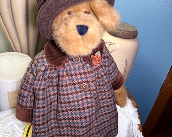 Vintage Boyd’s Bears Annabelle Plush Archive Collection Bear in Floral Hat & Houndstooth Coat