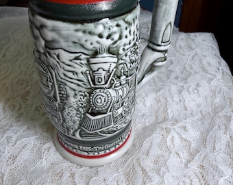 NOS Vintage Avon Age of the Iron Horse Miniature Stein 1985 w/ Original Box | Train Locomotive Collectible Railroad Mug