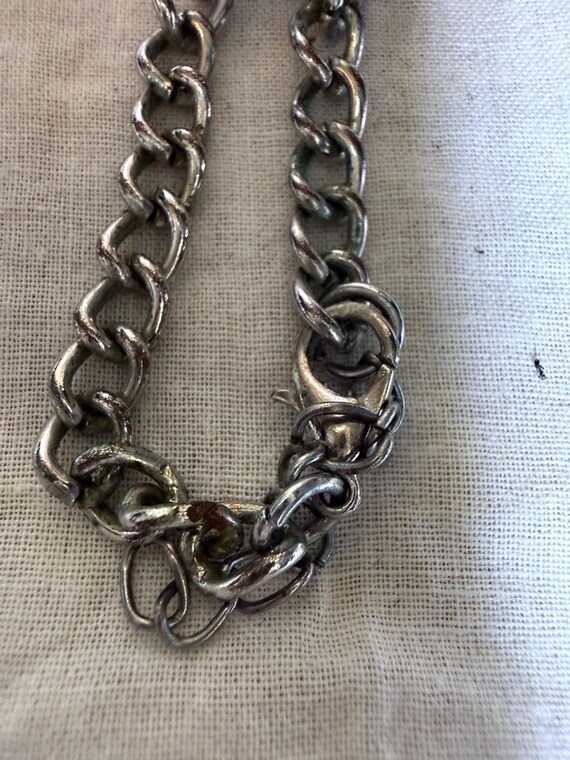 Large Silver Geometric Statement Necklace – Textu… - image 10