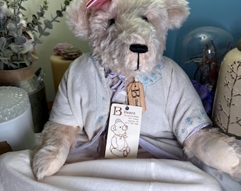 20” German Mohair Artist Teddy Bear by Bonnie Bielby Fully Jointed Glass Eyes Vintage Dress OOAK Style
