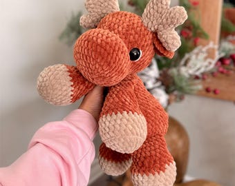 Crochet Moose Plush, Stuffed Animal Toy (16 inch)