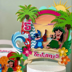 Stitch Cake Topper/ tropical cake topper / Lilo & Stitch Party Decor / Stitch Themed Party/ ohana party /hawaiian cake topper/ Stitch topper