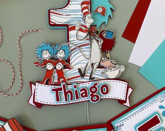 Cat in the Hat Cake Topper: Dr. Seuss Birthday Party Decor