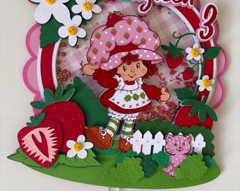 Strawberry Shortcake Cake Topper, Birthday Party Decor
