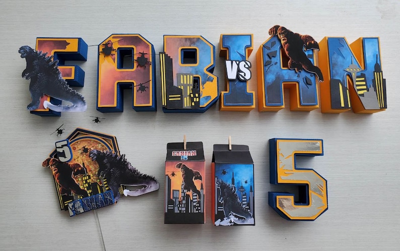 Godzilla Block Lettering Godzilla Vs Kong 3D Letters/ Gozillaxkong Party Decor - Etsy