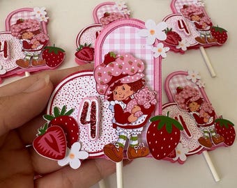 Strawberry Shortcake cupcake topper: Shortcake Party Decor