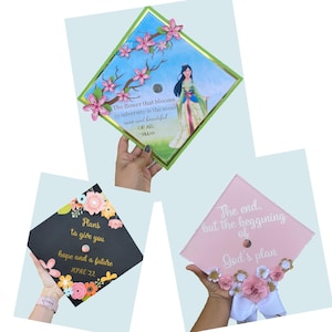 Custom Graduation Cap, Custom Flower Grad Cap, Grad Cap Topper, Personalized Cap, Custom Grad Cap, Graduation cap Decor