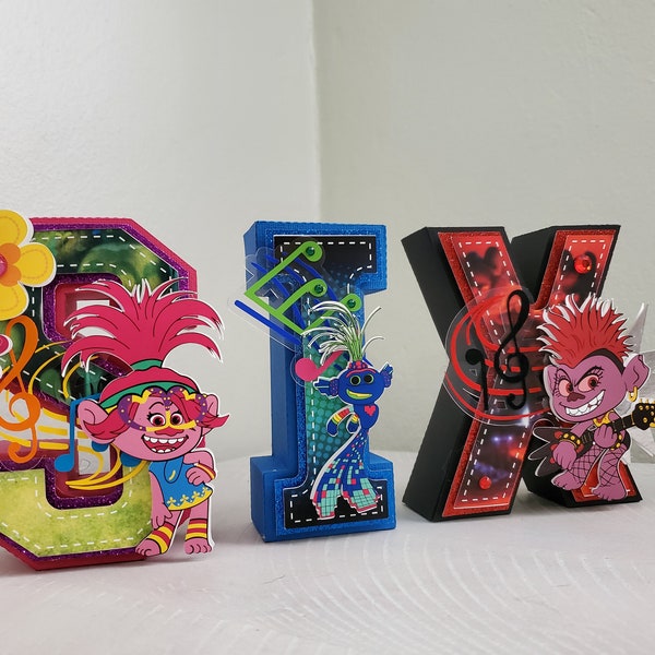 Trolls 3D Letters, Trolls Letters, Trolls Movie-inspired, Trolls Party Decor