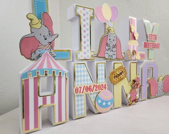 dumbo 3d letters, dumbo birthday party, dumbo decor