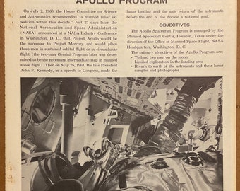 OFFICIAL vintage and unique NASA Fact Sheet on the Apollo Program, 1965