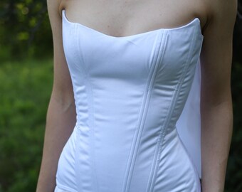 White Satin Bridal Corset Set | Modern Wedding Mini Skirt Outfit