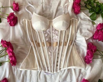 Satin Overbust Corset: Custom Lace-Up Bridal Lingerie