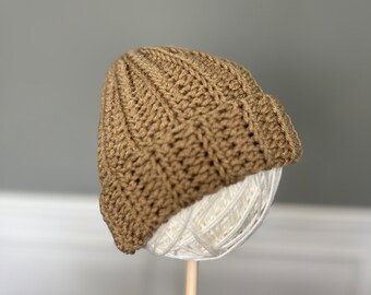 Squishy Beanie - Camel - Adult Small