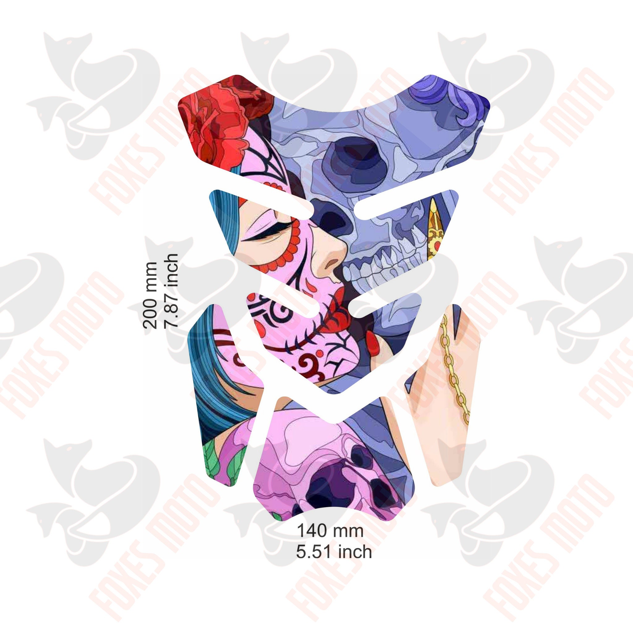 Immortal Love Universal 3D Tank Pad Sticker Decal for Motorcycle ot Trike Reservoir Weatherproof Domed Tank Guard Day of the Dead