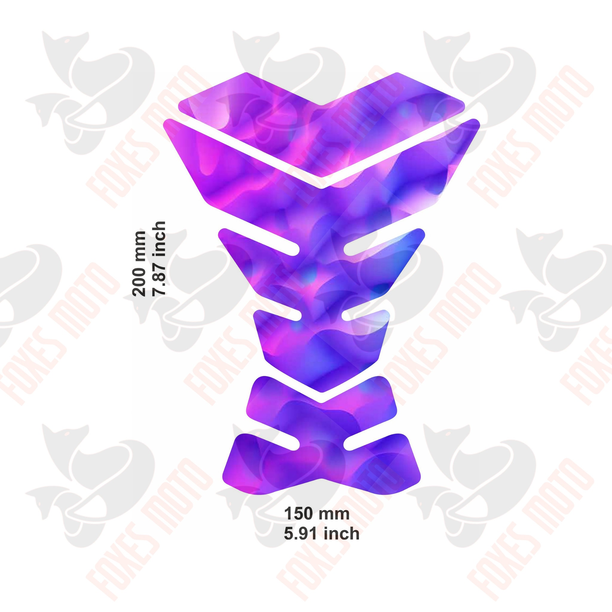 Purple Abstract Universal 3D Tank Pad Sticker Decal for Motorcycle or Trike Reservoir Weatherproof Domed Tank Guard Art