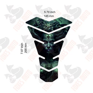 Naklejka na zbiornik Medusa Universal 3D Tank Pad na motocykl lub trójkołowiec Zbiornik odporny na warunki atmosferyczne Osłona zbiornika Gorgona Mitologia grecka