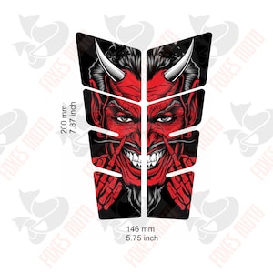 Devil Middle Fingers Universal 3D Tank Pad Sticker Decal for Motorcycle or Trike Reservoir Weatherproof Domed Tank Guard Satan Demon