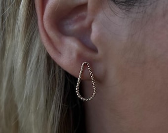 Dainty Teardrop Stud Earrings 14k Gold filled Drop Studs Elegant  Earrings for Everyday Minimalist Jewelry Gift for Women Rope Hoops Silver