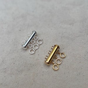Necklace Layering Clasp 14k Gold Filled Tripple Necklace Clasp Tube Clasp for Multiple Chains 3 Chain Layering Clasp for Necklace Chain