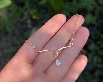 14k Gold Filled Drop Pearl Necklace Dainty Pearl Necklace Baroque Pearl Dainty Bridal Jewelry Bridesmaid Gift for Wife Anniversary Gift
