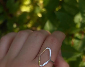 Offener rautenförmiger Ring Silber Geometrischer Ring Statement Ring Sterling Silber Ringe für sie Geschenk für Freund Stapeln Ringe