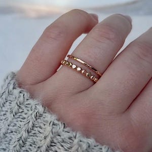Beaded Stacking Ring 14k Gold Fill Waterproof Ring Dainty Dot BandGold Flat Bead Ring for Stacking Thick Beaded Ring