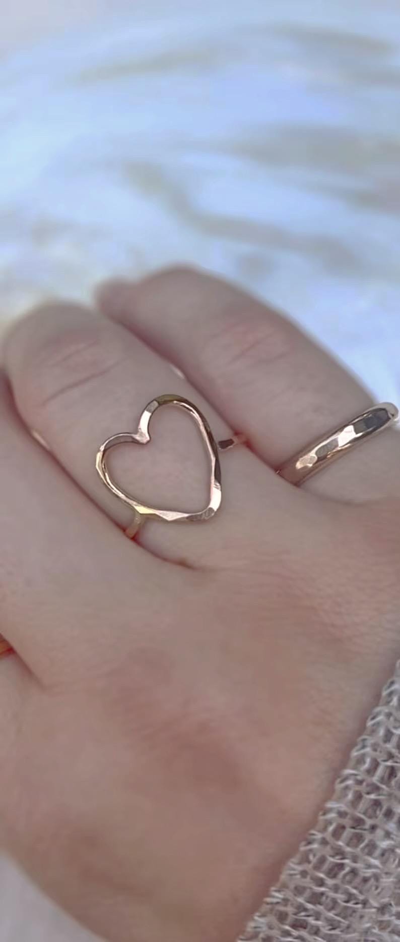 Open Heart Ring Self Love 14k gold fill Sterling Silver Heart Ring for Her Gift for Daughter Best Friend Rings Love Silver Statement Ring