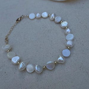 Barock Perlenarmband Perlmuttarmband Sterling Silber Küsten Schmuck Stapelarmband Muschelarmband Silber